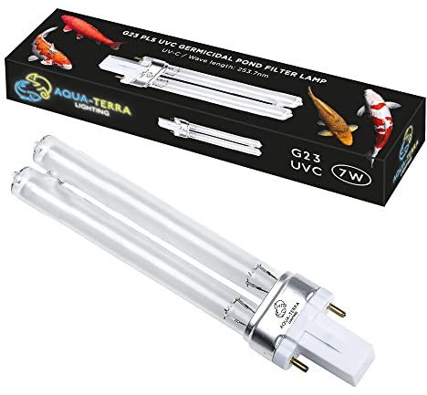 Aqua-Terra Lighting ampoule de filtre de bassin 7 W – Germicide G23 2 broches PLS Base de lampe pour remplacer les ampoules UV dans les filtres et clarificateurs
