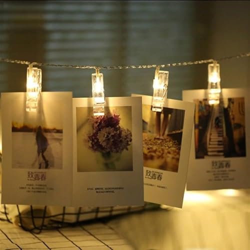 10m Photo Clip LED guirlande lumineuse, 80 LEDs, 3 piles AA, boîte à chaînes, lampes, lumière décorative pour la maison, images suspendues, fête de bricolage, mariage, décoration de Noël