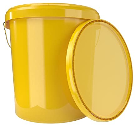 FixedByU Yellow 16L Food-Safe Airtight Bucket with Lid and Metal Handle