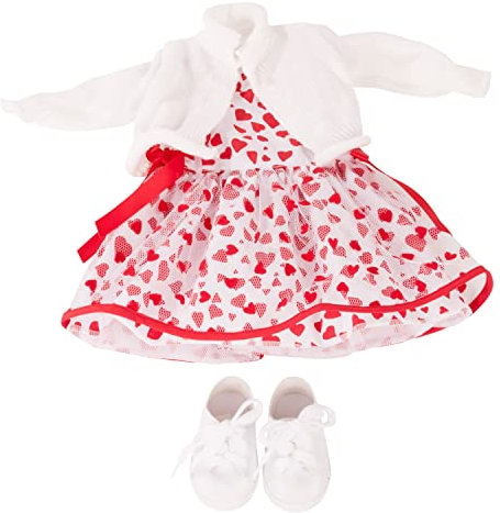 Götz 3403319 Kombination Herzlich - Puppenbekleidung Gr. XM - 4-teiliges Bekleidungs- und Zubehörset für Stehpuppen 36 cm