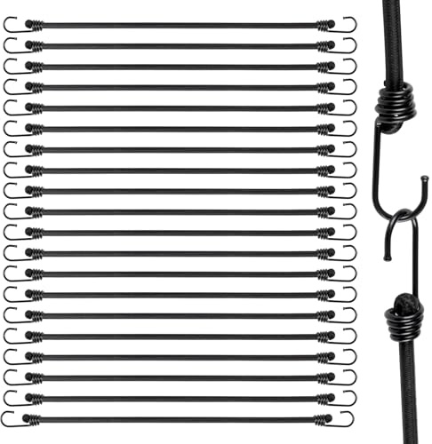 Akicderu Spanngummi mit Haken, Strapazierfähige Expander mit Haken 20 Stück, Robuster Gummispanner mit Haken 30 cm,Vielseitiger Gummibänder mit Haken,Gummispanner für Gepäck, Fracht und Meh