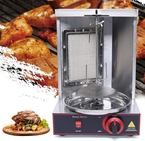 CHRISK Máquina de Parrilla eléctrica Vertical, máquina de Asar de Parrilla de Horno Vertical Asador de asador de Carne Comercial, Horno Vertical de encimera de 110 V