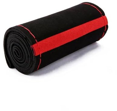 Lenkradschutz Auto-Lenkrad-Schutzhülle Rindsleder Wildleder Innenausstattung Fell-Lenkradbezug Für Auto Universell 38 cm Geflochten Lenkradhülle(Style-red line)