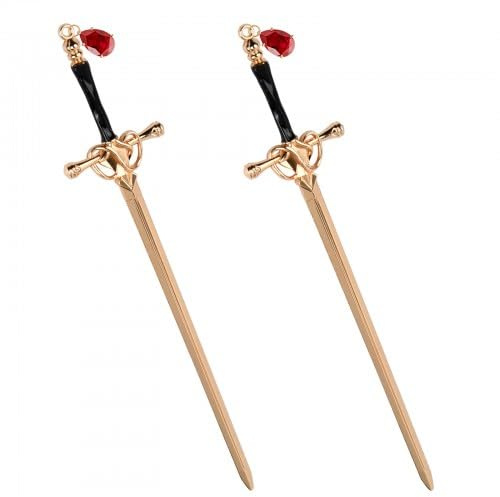 2 Pcs Palillos para el Cabello, Mujeres Horquillas de Metal Elegante, Accesorios para el Cabello Chino Estilo para Niñas Moños, Palillos para el Pelo Vintage Simple para Decorativo (Oro + colgante)