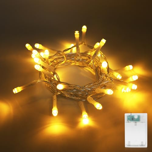 A.bigwhale Guirnalda Luces Pilas, 3m 30 LED blanco cálido luces de hadas con temporizador 6H, luces de hadas para interior, Navidad, dormitorio, fiesta, boda