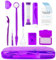 OFFCUP 9 Piezas Kit de Cuidado de Ortodoncia, Dental Cuidado Kit Portátil, Kit Limpieza Dental con Espejo Dental Cepillo Interdental Hilo Dental Cera Dental Cepillo en V Raspador de Lengua (Púrpura)