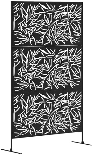 Outsunny 6.5FT Decorative Garden Privacy Screen, Bamboo Style, Black