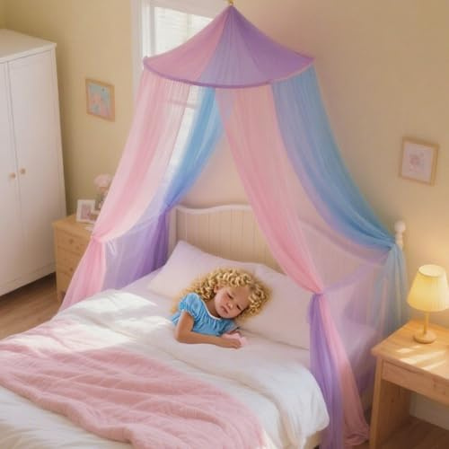 Baldacchino per letto per ragazze, baldacchino arcobaleno per letto, tenda da gioco per bambini, tettoie da lettura per bambini, copertura per letto da appendere, decorazione per la stanza delle