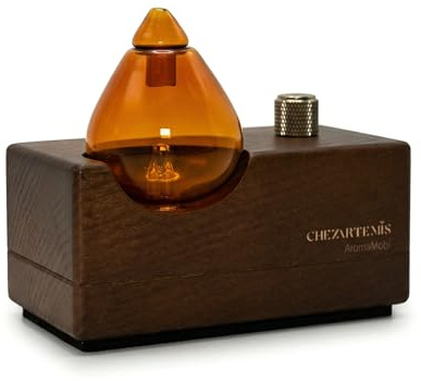 Amber Diffuseur Huiles Essentielles sans Eau, Nébuliseur Aromathérapie Verre Ambré et Bois Noyer, Diffuseur Parfum sans Fil Rechargeable, Style Vintage pour Salon et Yoga