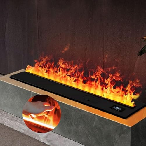 Cheminée électrique 3D à Vapeur d'eau, Foyer électrique Encastré avec Flamme Réaliste, Cheminée Décorative, Feu électrique Intelligent Télécommandé, Non Chauffante