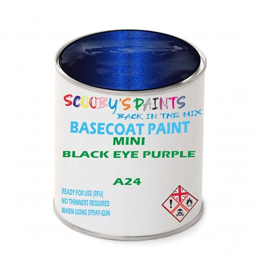 SCOOBYS PAINTS BACK IN THE MIX Paint Compatible With Mini Black Eye Purple A24 Basecoat Rfu Ready For Use - spray Automotive Colour (2.5 Litres)
