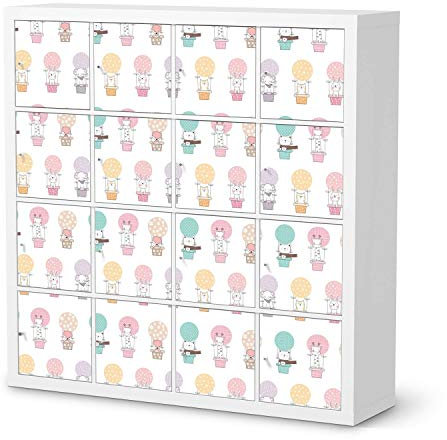 Kinder Möbel-Folie - passend für IKEA Kallax Regal 16 Türen I Schöne Kinder-Möbel Deko - Möbelfolie für Kinder- und Babyzimmer I Design: Flying Animals
