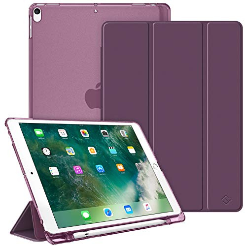 Fintie Funda para iPad Air 10.5 3 Gen 2019 / iPad Pro 10.5 2017 | [Soporte para lápices Integrado] - Trasera Transparente Mate Carcasa Ligera con Auto-Reposo/Activación, Morado