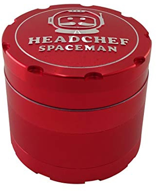 Headchef Spaceman Metal Herb Grinder with Laser Beam Cut, Ultra Sharp Teeth and Sifter Scraper, 4 Piece Grinder, 55mm (Alien Green)