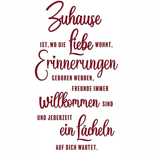 yabaduu Wandtattoo Spruch Zuhause ist wo die liebe wohnt 60x77cm Wanddeko Zitat Wandsticker Aufkleber selbstklebend für Wohnzimmer Büro Schlafzimmer Esszimmer Flur YX024 (Burgunder)