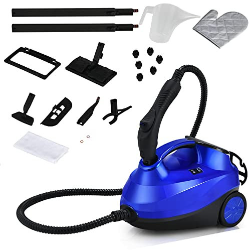 RELAX4LIFE Nettoyeur Vapeur Haute Pression 2000W |1,5 L Réservoir d'Eau | 4 Bar | 14 Accessoires Polyvalents, Aspirateur Vapeur Sans Fil pour Canapé, Tapis, Vitre, Verre (Bleu)