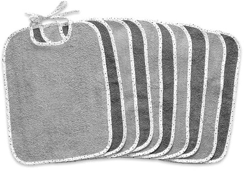 KiGATEX Babylätzchen 10er Pack, 30 x 40 cm, OEKO-TEX® | Saugfähiger Frottee-Latz für Babys, verstellbar zum Binden, weich zur Haut und waschbar für den Alltag