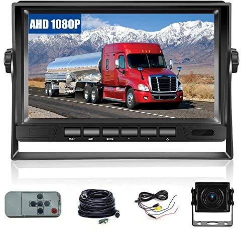 Rückfahrkamera-Set mit 7 LCD-Monitor & Weitwinkel- Rückfahrkamera, IP69 Wasserdicht, Nachtsicht mit 15m Kabel, für Wohnmobil/Wohnwagen/LKW/Anhänger/Bus/Van/Landwirtschaft/Schwertransport(12-24 Volt)