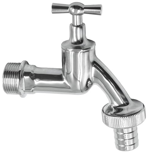 KNM Trade Auslaufventil Wasserhahn Chrom 3/4 Wetterfest | Messing, für Gärten und Außenbewässerung, rostfrei, langlebiges Design, Wasserdruckbitmanagement