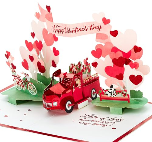 Hallmark Valentines Day Pop Up Card (Vintage Red Truck) Signature Paper Wonder 3D Card