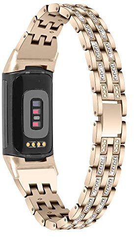 TopTen Uhrenarmband kompatibel für Fitbit Charge 5 Armband, Metallarmband, Ersatzzubehör, verstellbares Armband