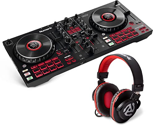 DJ Controller with Headphones - Numark Mixtrack Platinum FX DJ Controller with 4 Deck Control, DJ Mixer and Numark HF175 DJ Headphones with closed back over ear design