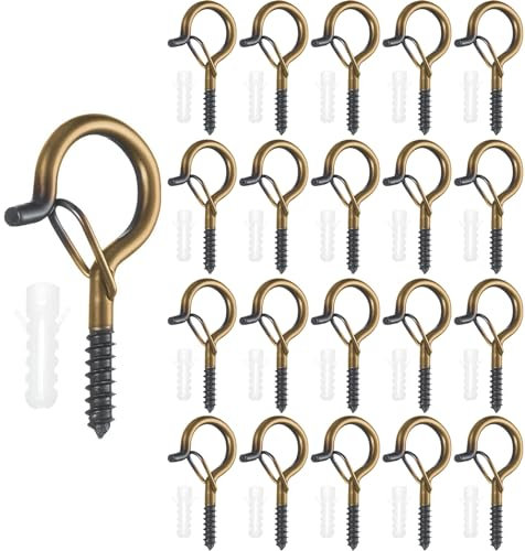 YONGIAGA Ganci Avvitabili Q-Hanger 20 Pezzi Ganci a Vite per Legno Vite a Gancio in Acciaio Inox per Appendere Cestini di Piante, Casette per Uccelli, Campanelle, Lanterne, Catene Luminose, Tazza