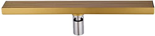 YJYKXP Duschrinne sehr Flach Edelstahl Bodenablauf Badezimmer Ablaufrinne Duschablauf Duschabfluss Duschablaufrinne Badablauf Flache Decke mit Geruchsstop, Haarsieb, Gebürstetes Gold