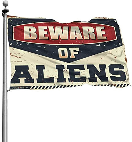 Alkohol-Dekor, Vorsicht vor Aliens, Flagge, Billard-Bar-Dekor, Bar-Raumdekoration für Erwachsene (Größe: 120 x 180 cm)