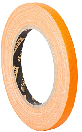 GRIP Eventbasics GT PRO Spike Tape - Neon Tape 10 mm x 25 m - neonorange | Neon Gaffa Tape schmal, klebt stark, sehr formanpassungsfähig, beschriftbar, matt, reflexionsfrei, für Deko und Markierung