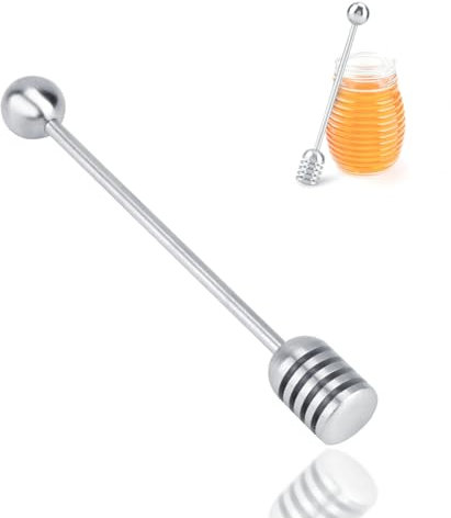 Serlium Honey and Syrup Dipper Stick, Server Honey Spoon 304 Stainless Steel Wand for Honey Pot Jar Containers 6.3 Inch