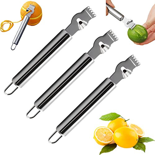 Stainless Steel Citrus Fruit Grater,Lemon Peeler for Cocktails,Fruit Grater Peeling Knife,Vegetable Peeler for Kitchen Bar Accessories (3Pcs)
