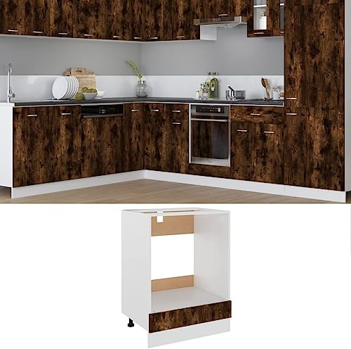 FIRBNUS Meuble de Cuisine Armoire à Four Chêne fumé 60x46x81,5 cm Bois d'ingénierie Armoire de Rangement Grande Capacité Largement Utilisée dans Restaurants Hôtels Lieu de Travail