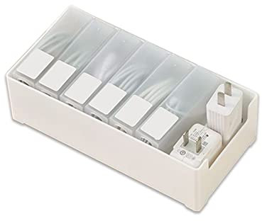 STARRY G 6 Cable Tidy Box with Storage Tray, Cable Organizer Box, Storage Box for Data Cables, Charger Plug, Cable Management Box, Removable Partition Box - Free 12 Classified Stickers&6 Cable Ties