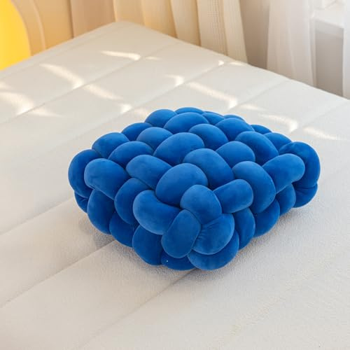 VanderHOME Gepolstertes Sitzkissen,knotenkissen, Geknotetes Kissen, Knot Kopfkissen, Plüsch Kissen Weiche,Stuhlpolster/Matratzenkissen für Stühle S-Blau