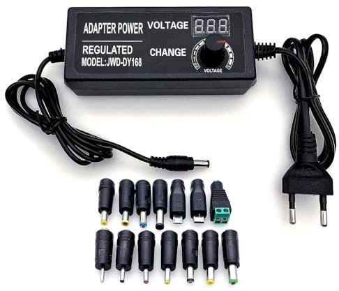 JZK Alimentatore DC 3-12V 5A con display digitale, 60W 100-240V AC a DC 3-12V Adattatore universale convertitore
