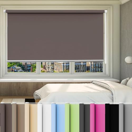 Thermorollo 40 x 190 cm Hitzeschutz, Sichtschutz, Ohne Bohren Klemmrollo Fensterrollo für Fenster und Tür, Braun