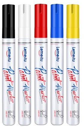 Permanent Marker Wasserfeste Stifte:5 Farben Permanentmarker, Glasstifte und Lackstifte zum Zeichnen auf Stein, Metall, Kunststoff, Tassen, Holz, Keramik, und Reifen, Farbechte Marker auf Ölbasis