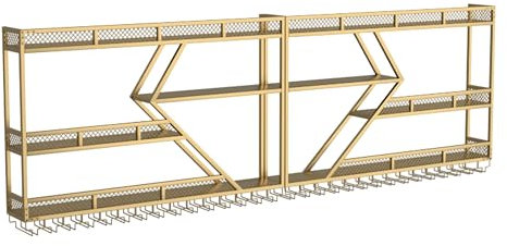 Weinregal Flaschenregal Wand Wine Rack Bar Regal Wand Barschrank Couch Bar Vitrine Hängend Weinschrank Schmal Getränkeregal Industrial Regal Mehrzweckregal aus Metall mit Weinglashalter ( Color : Gold