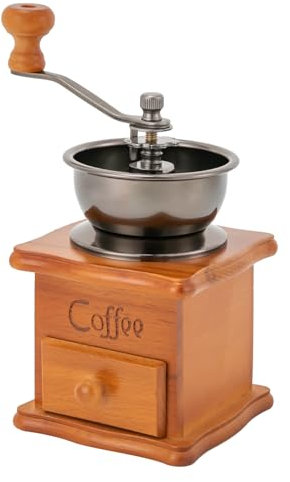 Moulin à café manuel rétro - Moulin à café manuel sur bois - Pour moudre le café à la maison - 9,5 x 6,5 x 16 cm