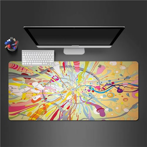 QiHon Mauspad Groß Gaming Abstrakte Graffiti Mousepad XXL 800x400x3mm rutschfeste Schreibtischunterlage Gaming Tastatur Matte Abwaschbar für PC Zuhause Büro