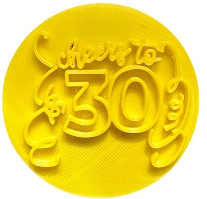 The Cookie Cutter Hub Cheers to 30 Cookie Cutter Embosser/Stamp for Cupcakes Fondant Icing Clay Cake Baking Decoration