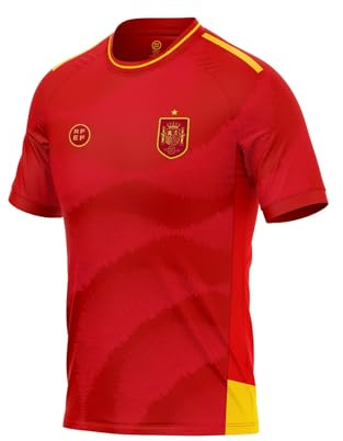 RFEF - Réplica Camiseta Oficial Selección Española de Fútbol - 100% Poliester Transpirable - Primera Equipación España Eurocopa 2024 - Equipación Selección Española - Sistema Aerodry - Talla M
