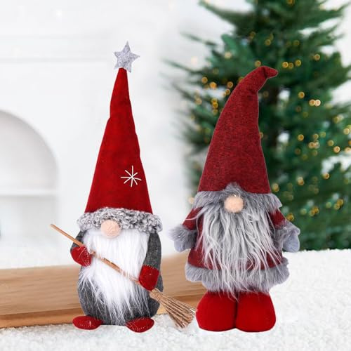 HNLMZ Weihnachten Deko Wichtel,2 Stücke Handgemachte Plüsch Weihnachtswichtel,Weihnachtsdeko Wichtel,Wichtel Weihnachtsmann für Weihnachtsdekoration