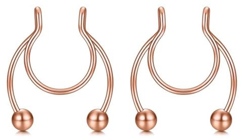 Tolldek 2 Stücke Magnet Piercing Nase, Edelstahl 1.2mm U Hufeisen Barbell Nostril Piercing Stecker, Piercing Nasenflügel, Lippen Ohr Nasen Piercing Körperschmuck für Frauen