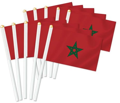 25 Stück Marokko Handheld Flagge, Dekor Hand gehalten Hold Fahne, Dekoration Banner hand Morocco