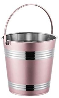 Ice Bucket for Home Bars 304 Stainless Steel Ice Bucket Bar Restaurant Ice Grain Bucket French Fries Fried Chicken Snacks Carry Bucket Champagne Red Wine Bucket Beer, Drinks and Wine Cooler(Pink,Small