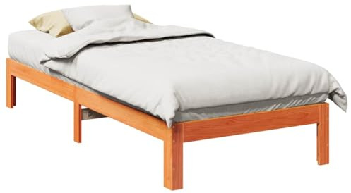 vidaXL Massivholzbett ohne Matratze Wachsbraun 80x200 cm Kiefernholz, Bettrahmen, Schlafzimmerbett, Doppelbett, Schlafzimmermöbel, Bett, Holzbett
