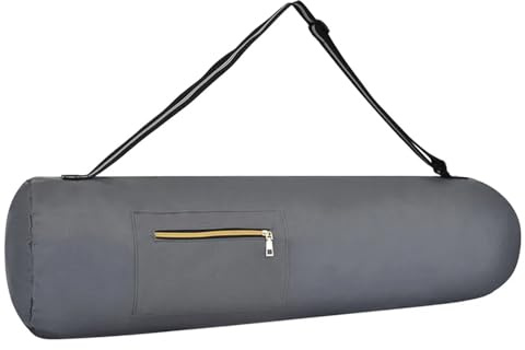 KJBDQQH pilatesmatta, väska 80 cm fitnessförvaringsväska multifunktionell Oxford yogamatta förvaringsficka stor kapacitet lätt vikbar för utomhuscamping (mörkgrå)