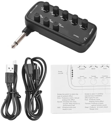 Bassverstärker Tragbarer Kopfhörer -Bass -Verstärker -Plug & Play für Elektro -Bass -Musikinstrument 3 Eingebaute Lautsprechersimulationen OTG Interne Aufzeichnung, Drei (Gitarre)